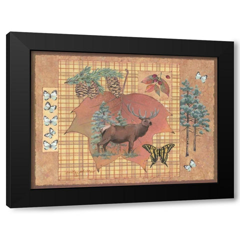 Elk Leaf Black Modern Wood Framed Art Print with Double Matting by Phillips, Anita
