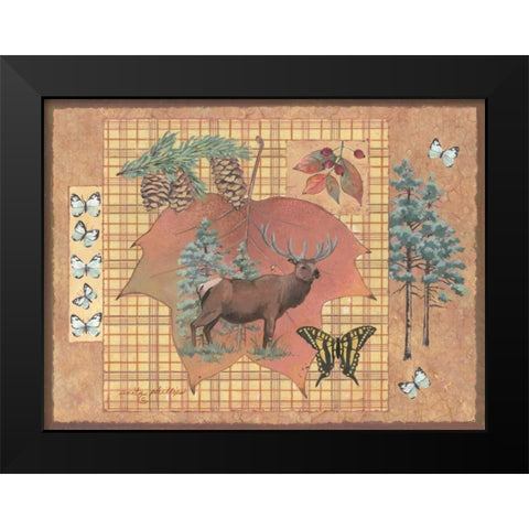 Elk Leaf Black Modern Wood Framed Art Print by Phillips, Anita