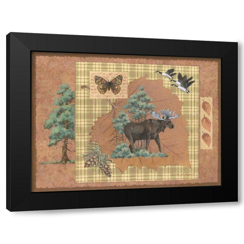 Moose Leaf Black Modern Wood Framed Art Print with Double Matting by Phillips, Anita