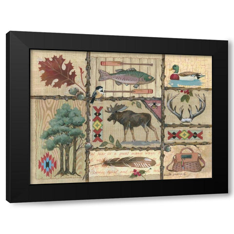 Joys of Fishing Black Modern Wood Framed Art Print with Double Matting by Phillips, Anita