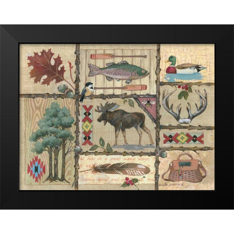 Joys of Fishing Black Modern Wood Framed Art Print by Phillips, Anita