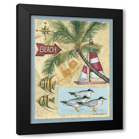 Beach Black Modern Wood Framed Art Print by Phillips, Anita