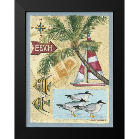 Beach Black Modern Wood Framed Art Print by Phillips, Anita