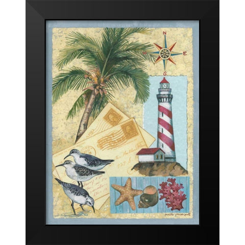 Lighthouse Letters Black Modern Wood Framed Art Print by Phillips, Anita