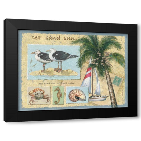 Sea-Sand-Sun Black Modern Wood Framed Art Print by Phillips, Anita