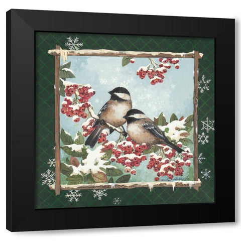 Winter Chickadees Black Modern Wood Framed Art Print with Double Matting by Phillips, Anita