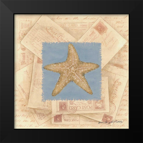 Starfish Postcard Black Modern Wood Framed Art Print by Phillips, Anita