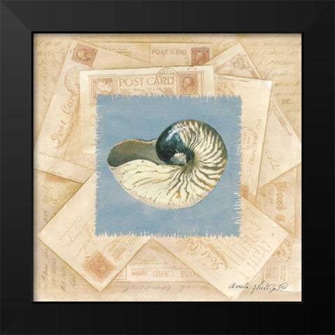 Shell Postcard Black Modern Wood Framed Art Print by Phillips, Anita