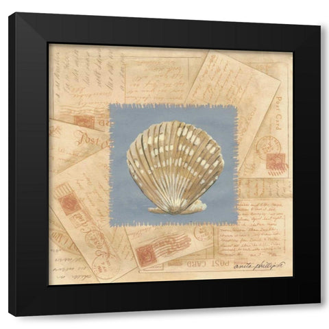 Fan Shell Postcard Black Modern Wood Framed Art Print by Phillips, Anita