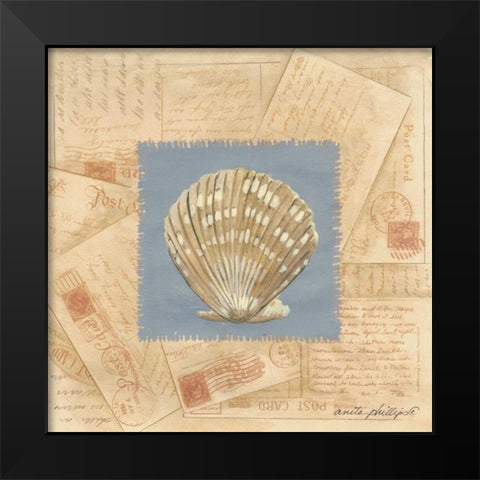 Fan Shell Postcard Black Modern Wood Framed Art Print by Phillips, Anita