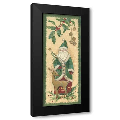 Santa with Reindeer Black Modern Wood Framed Art Print by Phillips, Anita