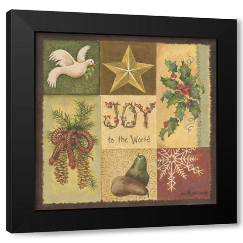 Joy to the World Black Modern Wood Framed Art Print by Phillips, Anita