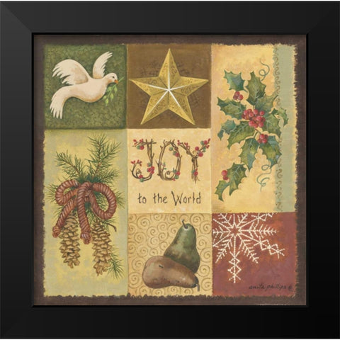 Joy to the World Black Modern Wood Framed Art Print by Phillips, Anita