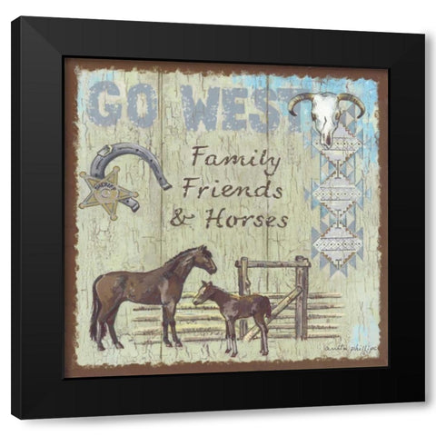 Go West Black Modern Wood Framed Art Print with Double Matting by Phillips, Anita