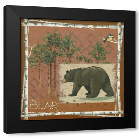 Bear on Red Black Modern Wood Framed Art Print by Phillips, Anita