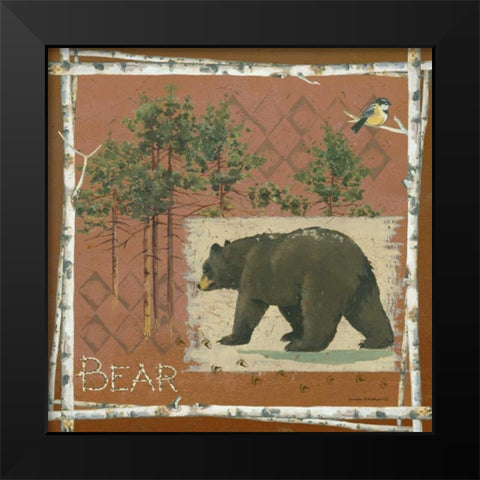 Bear on Red Black Modern Wood Framed Art Print by Phillips, Anita