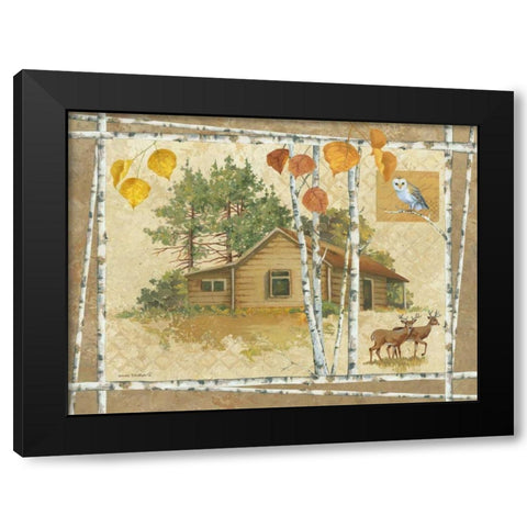 Deer Cabin Black Modern Wood Framed Art Print with Double Matting by Phillips, Anita