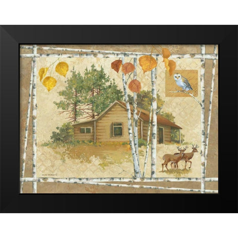 Deer Cabin Black Modern Wood Framed Art Print by Phillips, Anita