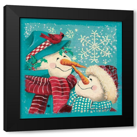 Nose to Nose - Aqua Black Modern Wood Framed Art Print with Double Matting by Phillips, Anita