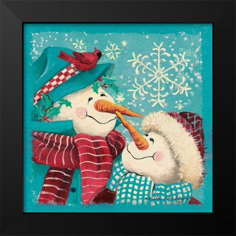 Nose to Nose - Aqua Black Modern Wood Framed Art Print by Phillips, Anita