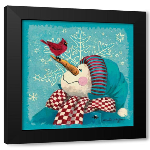The Visitor - Aqua Black Modern Wood Framed Art Print with Double Matting by Phillips, Anita