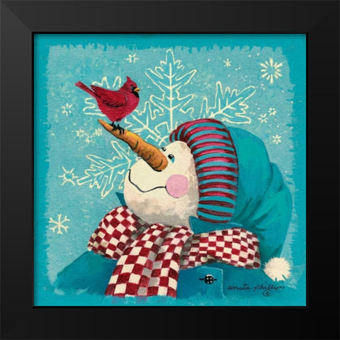 The Visitor - Aqua Black Modern Wood Framed Art Print by Phillips, Anita