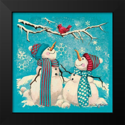 Bird Watching Black Modern Wood Framed Art Print by Phillips, Anita