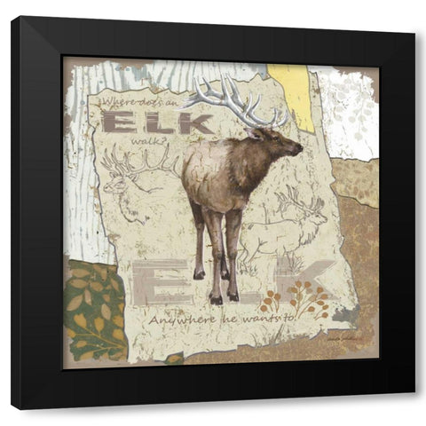 Elk Walk Black Modern Wood Framed Art Print by Phillips, Anita