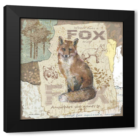 Fox Trot Black Modern Wood Framed Art Print by Phillips, Anita