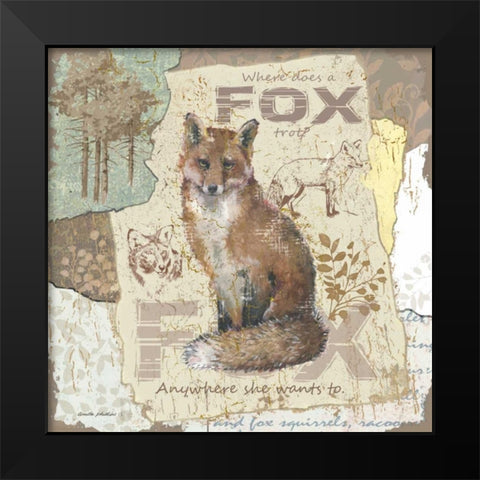 Fox Trot Black Modern Wood Framed Art Print by Phillips, Anita