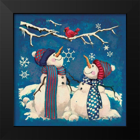 Bird Watching Black Modern Wood Framed Art Print by Phillips, Anita