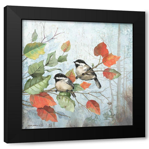 Chickadees Black Modern Wood Framed Art Print by Phillips, Anita