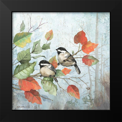 Chickadees Black Modern Wood Framed Art Print by Phillips, Anita