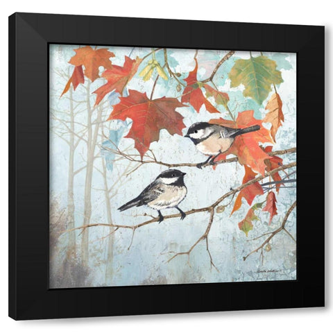 Chickadees II Black Modern Wood Framed Art Print with Double Matting by Phillips, Anita