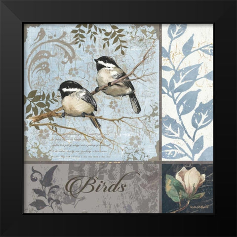 Chickadee Sampler Black Modern Wood Framed Art Print by Phillips, Anita