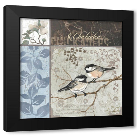 Chickadee Sampler II Black Modern Wood Framed Art Print by Phillips, Anita
