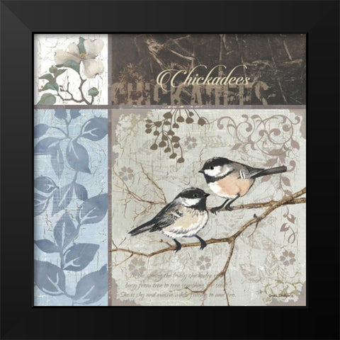 Chickadee Sampler II Black Modern Wood Framed Art Print by Phillips, Anita