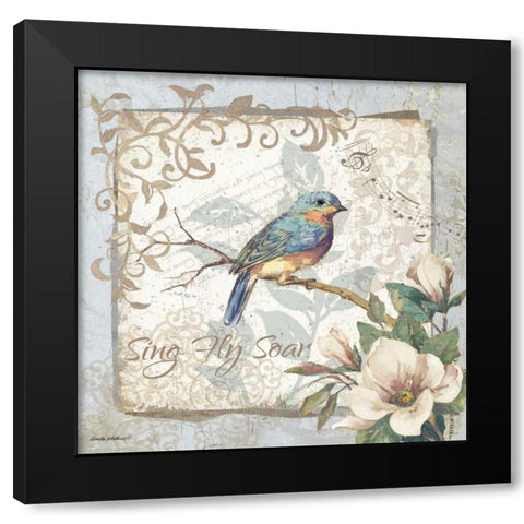 Sing Fly Soar - Border Black Modern Wood Framed Art Print with Double Matting by Phillips, Anita