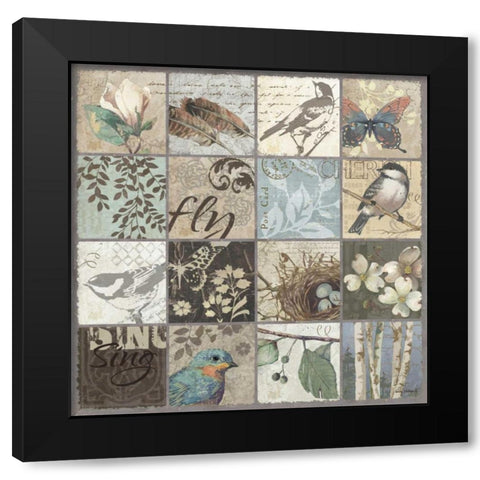 Bird 16 Patch II Black Modern Wood Framed Art Print with Double Matting by Phillips, Anita