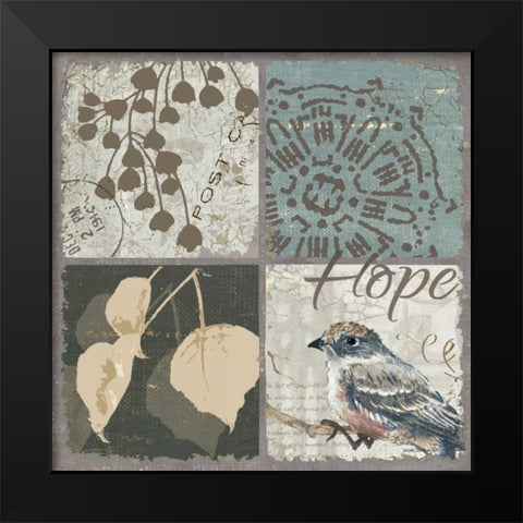 Bird 4 Patch IV Black Modern Wood Framed Art Print by Phillips, Anita