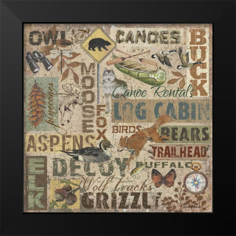 Lodge Collage Black Modern Wood Framed Art Print by Phillips, Anita