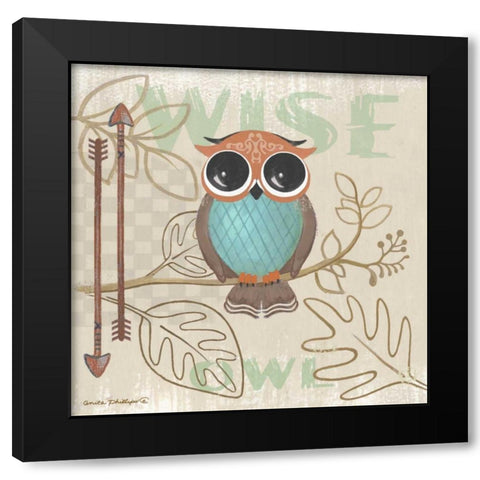 Lil Boys Owl Black Modern Wood Framed Art Print with Double Matting by Phillips, Anita