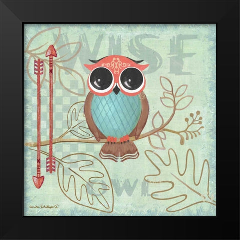 Lil Boys Owl Green Black Modern Wood Framed Art Print by Phillips, Anita