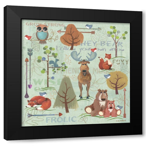 Lil Boy Collage Black Modern Wood Framed Art Print with Double Matting by Phillips, Anita
