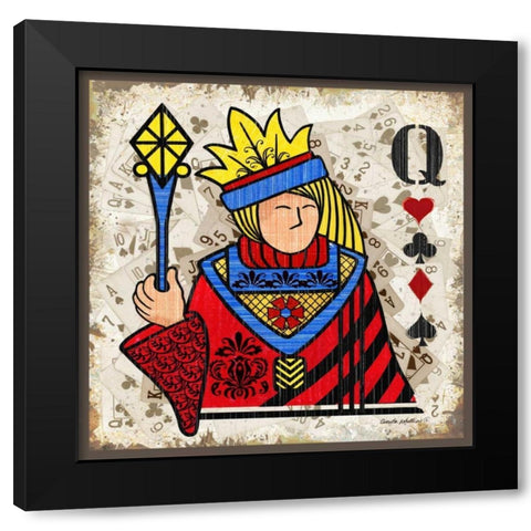 Queen of Hearts Black Modern Wood Framed Art Print by Phillips, Anita