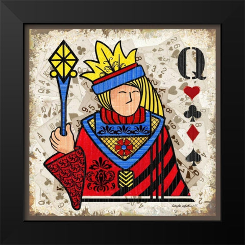 Queen of Hearts Black Modern Wood Framed Art Print by Phillips, Anita