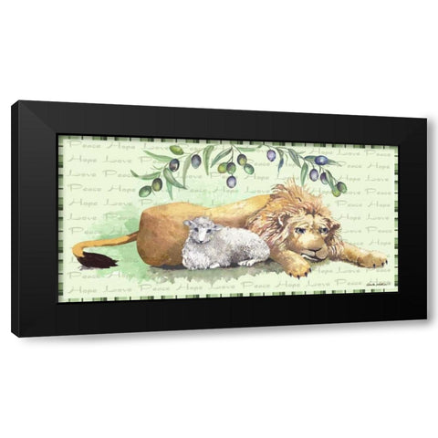 Lion and Lamb Black Modern Wood Framed Art Print by Phillips, Anita