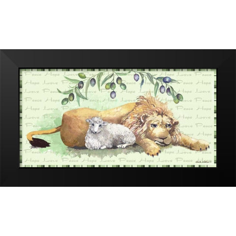 Lion and Lamb Black Modern Wood Framed Art Print by Phillips, Anita