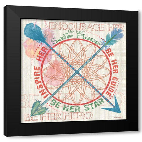 Girls Dream Catcher Black Modern Wood Framed Art Print by Phillips, Anita