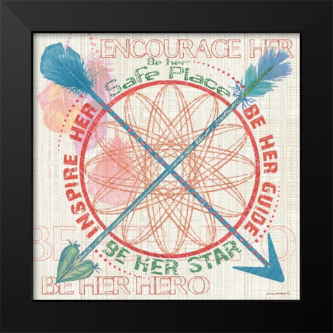 Girls Dream Catcher Black Modern Wood Framed Art Print by Phillips, Anita